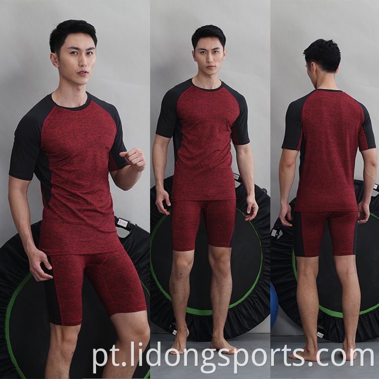 Lidong por atacado respirável rápido seco de manga curta/masculino roupas de ginástica esportiva de roupas esportivas